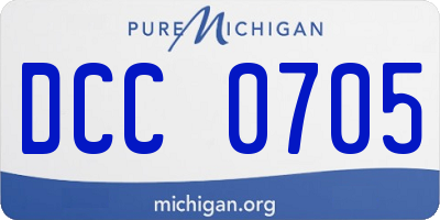 MI license plate DCC0705