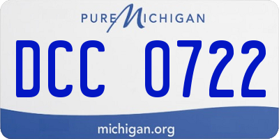 MI license plate DCC0722