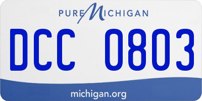 MI license plate DCC0803