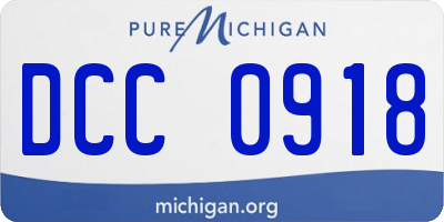 MI license plate DCC0918