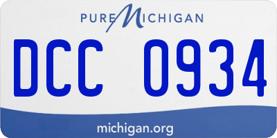MI license plate DCC0934