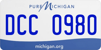 MI license plate DCC0980