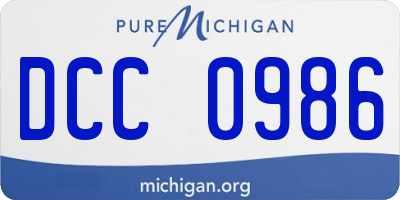 MI license plate DCC0986
