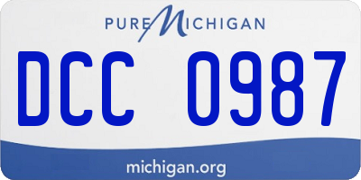 MI license plate DCC0987