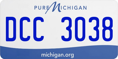 MI license plate DCC3038