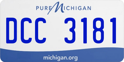 MI license plate DCC3181