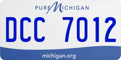 MI license plate DCC7012