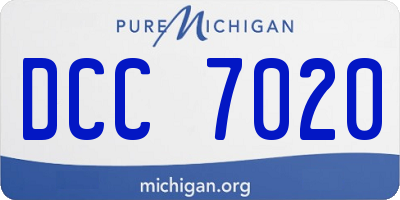 MI license plate DCC7020