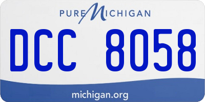 MI license plate DCC8058