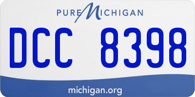MI license plate DCC8398