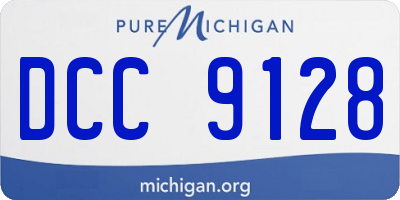 MI license plate DCC9128