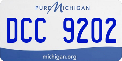 MI license plate DCC9202