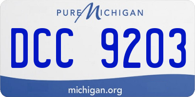 MI license plate DCC9203