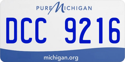 MI license plate DCC9216