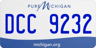 MI license plate DCC9232