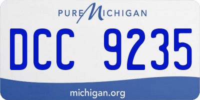 MI license plate DCC9235