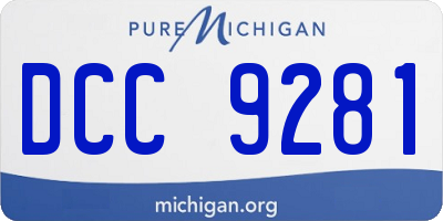 MI license plate DCC9281