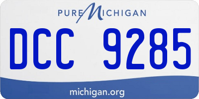 MI license plate DCC9285