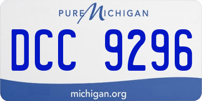 MI license plate DCC9296