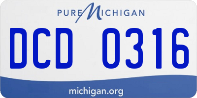 MI license plate DCD0316