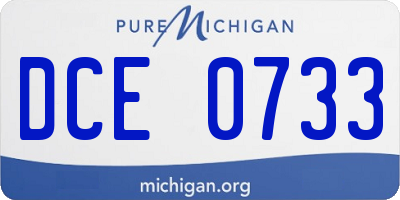 MI license plate DCE0733