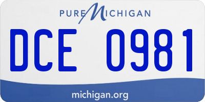 MI license plate DCE0981