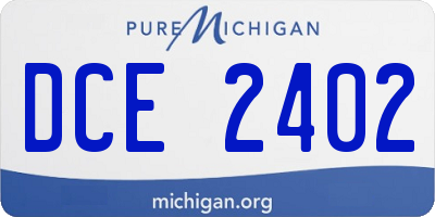 MI license plate DCE2402