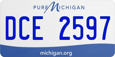 MI license plate DCE2597