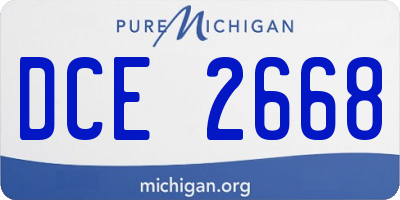 MI license plate DCE2668