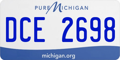MI license plate DCE2698