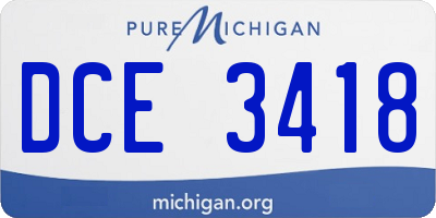 MI license plate DCE3418