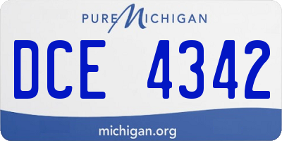 MI license plate DCE4342