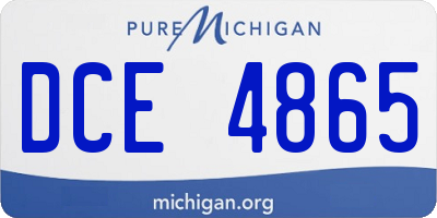 MI license plate DCE4865