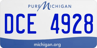 MI license plate DCE4928