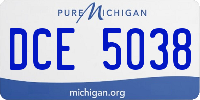 MI license plate DCE5038