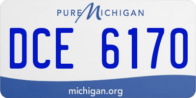 MI license plate DCE6170