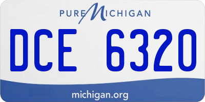 MI license plate DCE6320