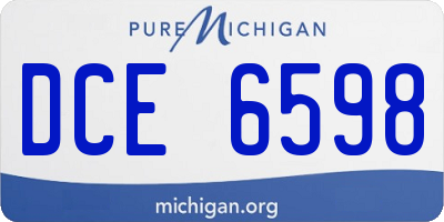 MI license plate DCE6598