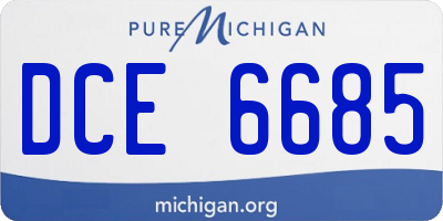 MI license plate DCE6685