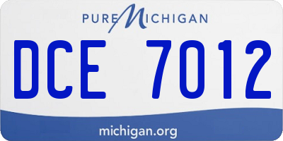 MI license plate DCE7012