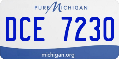 MI license plate DCE7230