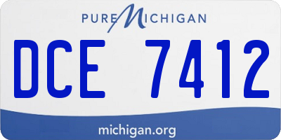 MI license plate DCE7412