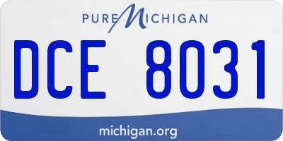 MI license plate DCE8031