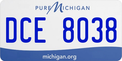 MI license plate DCE8038