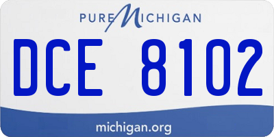 MI license plate DCE8102
