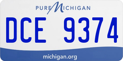 MI license plate DCE9374