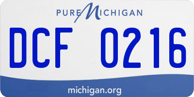 MI license plate DCF0216