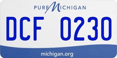 MI license plate DCF0230