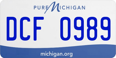 MI license plate DCF0989