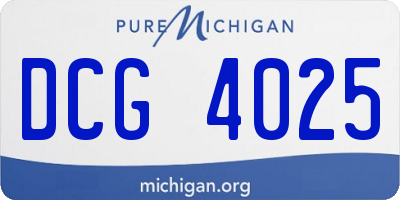 MI license plate DCG4025